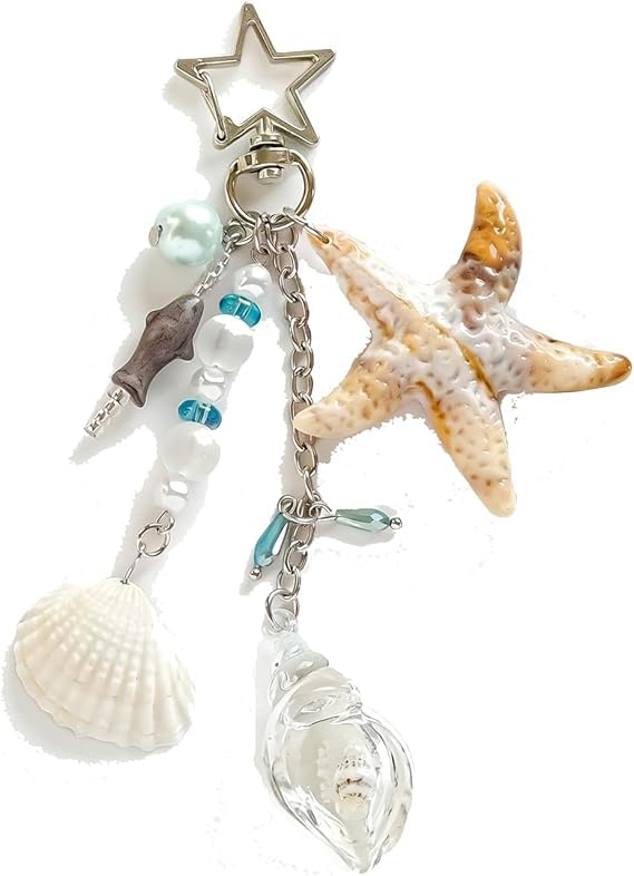 Sea Shell Keychain, Bag Charms and Bag Accessories for Women, Beach Accessories for Bags and Purses, Starfish Design Keychain with Single Piece Packaging, Ideal for Vacation Decor-image-5