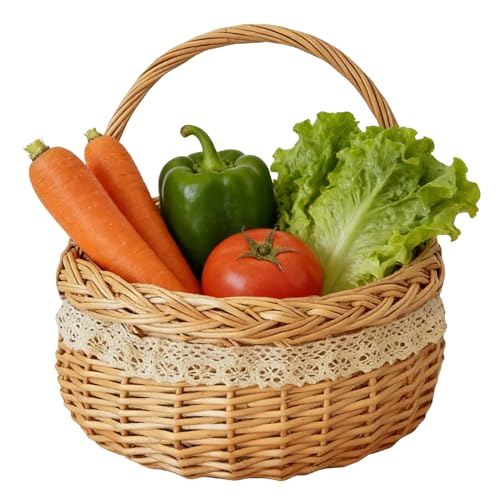 Cesta de picnic de sauce,Decoración natural para el hogar trenzada de sauce con asa | Linda cesta de picnic,Para familias parejas Pascua recolección cosecha huevo ramos de flores cocina sala de estar