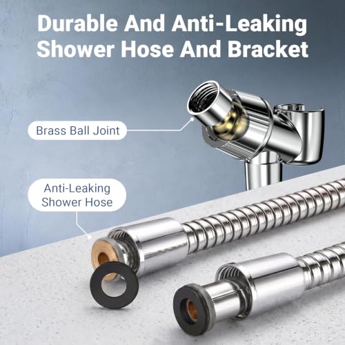 5-Setting High Pressure Handheld Shower Head w/ 59" Stainless Steel Hose (Chrome) - image 4