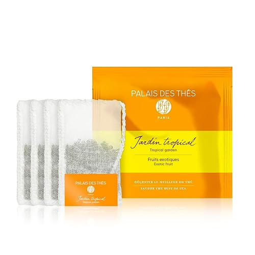 Palais des Thés - Té helado Tropical Garden - Mezcla de té de hierbas gourmet sin cafeína prémium con mango, piña, papaya y durazno - 4 bolsas de té