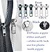 JOSDIOX Zipper Repair Kit #5 Zippers Pull 12 Pcs, Sliders, Top Stop & Bottom Replacement, Fix Zip On for Repairing Coats,Jackets with Metal, Plastic and Nylon Coil Teeth