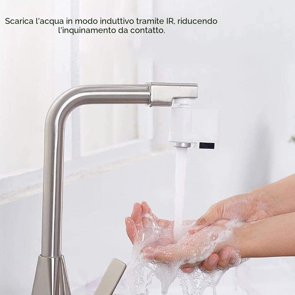 FLEXMAN Filtro Acqua Rubinetto, Ugello Rubinetto a Induzione Gorgogliatore, Filtro Rubinetto Interruttore Automatico Intelligente con 6 Adattatori, Dispositivo di Risparmio Idrico