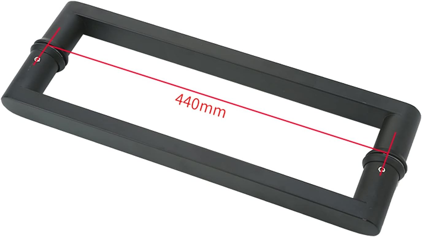 Pull Push Door Handles,Shower Glass Door Square/Rectangle Shape Stainless Steel Door Handle,Black Modern Glass Door Hardware Accessories (Size : 275mm) (Size : 440mm)