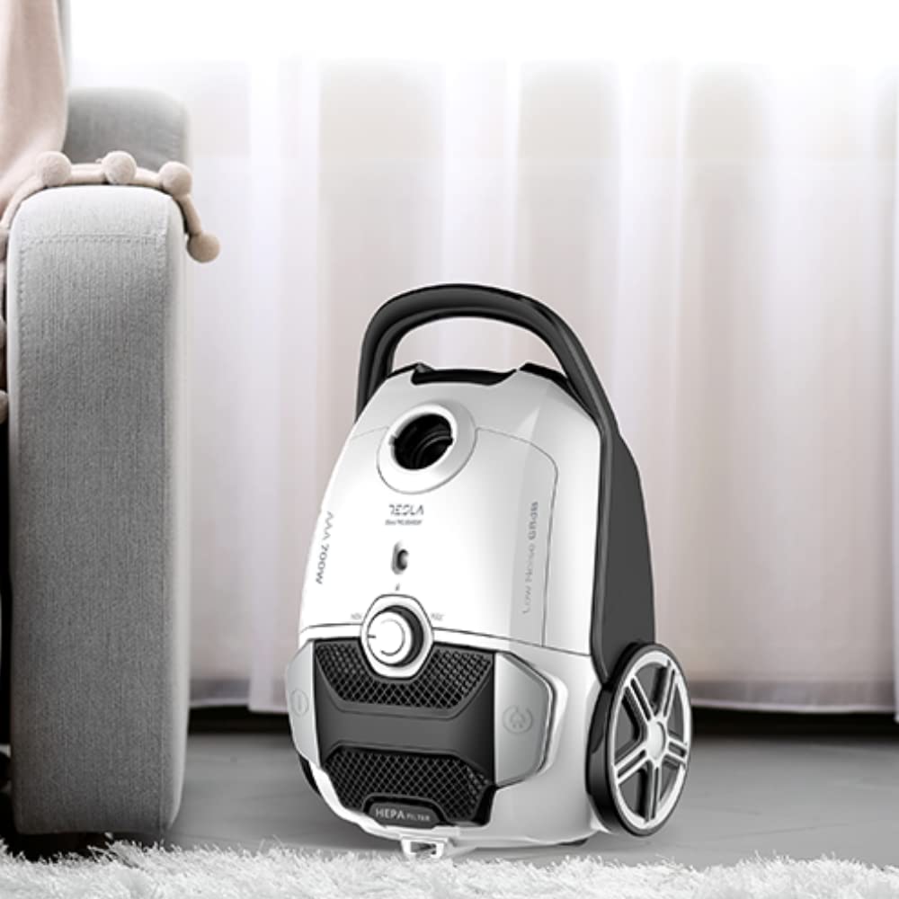 TESLA Aspirador BG400W con Bolsa, 700W, Depósito 3L, Filtro HEPA Lavable, Radio de Trabajo de 10m, Blanco