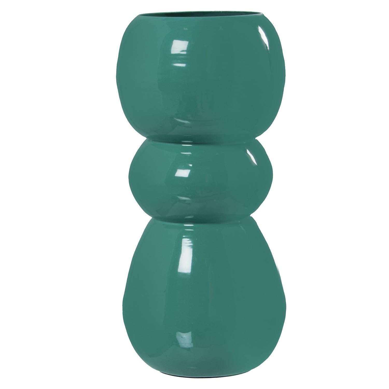 Vase de table métal émaillé vert 27 cm grand vase décoratif pour bouquet de fleurs