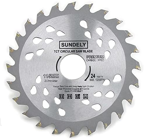 SUNDELY® Carbide Tipped TCT Circular Saw Blade Angle Grinder Disc 115 mm X 22.2 mm X 24T or 40T (4.5" X 0.87") for Wood Laminate Plywood Tree PVC Plastic Trimmer Cutter (1 Piece, 24T)
