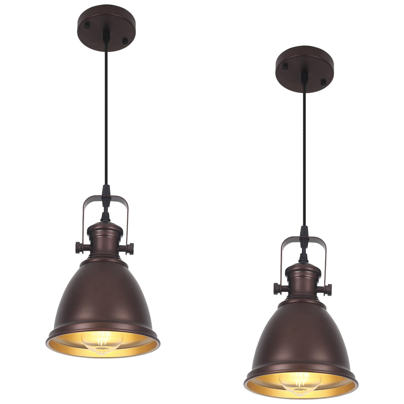 Farmhouse Pendant Lights Kitchen Island 2 Packs, 6.5 inches Kitchen Island Lighting, Industrial Pendant Light, Kitchen Pendant Lighting Over Island Sink Dining Room, Oil Rubbed Bronze