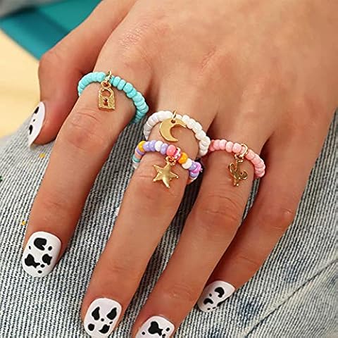 Larancie Beaded Ring Set with Moon and Star Cover