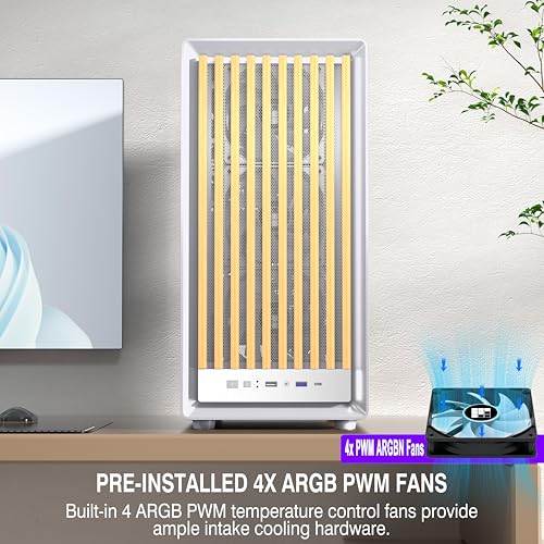 Image of FOIFKIN M1 PC Case - Walnut Front pane Pre-Installed 4 PWM ARGB Fan, ATX Mid-Tower Computer case, Gaming PC Case, 240MM RAD Support, Type-C, FOIFKIN (White Walnut)