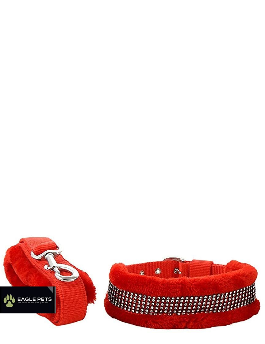 Eagle pets Dogs Soft Fur Nylon Collar & Leash Set for Puppy Soft Padding Collar & Leash (Red, Medium) (B09DFG2ZZL) Amazon Price History, Amazon Price Tracker