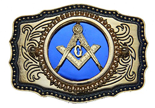 Blue Square and Compasses Masonic Belt Buckle Made in USA