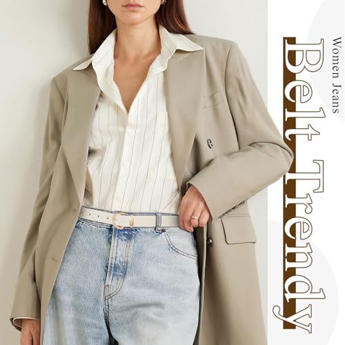 JASGOOD Women Leather Belt Fashion Ladies Waist Belt for Jeans Casual Faux Leather Belt with Gold Buckle2