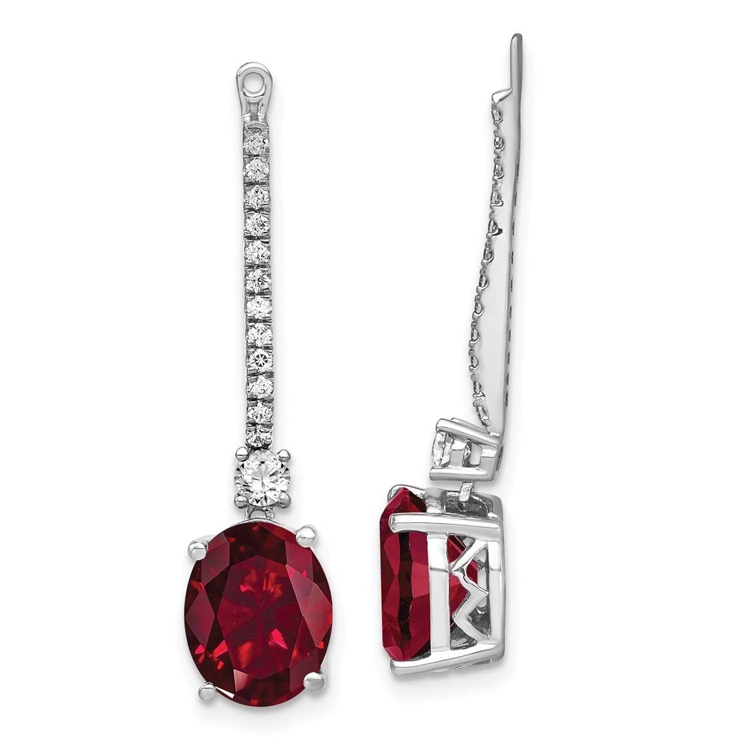 8mm 14ct White Gold Lab Grown Diamond and Created Ruby Earrings Jackets Measures 34.5x8mm Wide Jewelry Gifts for Women