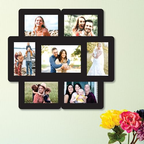 Image of Creative Arts n Frames One Piece Joint less Wooden Multi Picture Collage Photo Frame Home Decor Items Wall Decoration for living room Gift (Same7 16.5x17.5 inch 7 Photos Picture Frame)