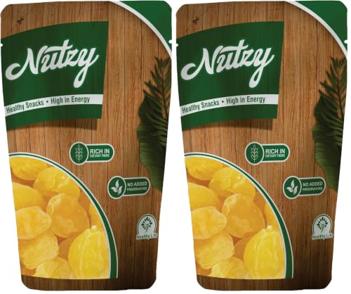 Image of Nutzy Dried Peach Yellow 200 Grams - Sweet, Tasty and Chewy Candied Texture - Rich in Fiber & Antioxidants - Peach Yellow Tastes Like Candy, Feels Like Fruit | No Cutting, Just Open & Eat | Best Choice Of Indian Mothers for Kid's Snack