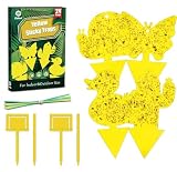 Gideal 24-Pack Dual-Sided Yellow Sticky Traps for Indoor/Outdoor Use, Gnat Trap for Flying Plant Insect Such as Fungus Gnats, Whiteflies, Aphids, Fruit Fly, Leafminers, etc - Cute Shapes
