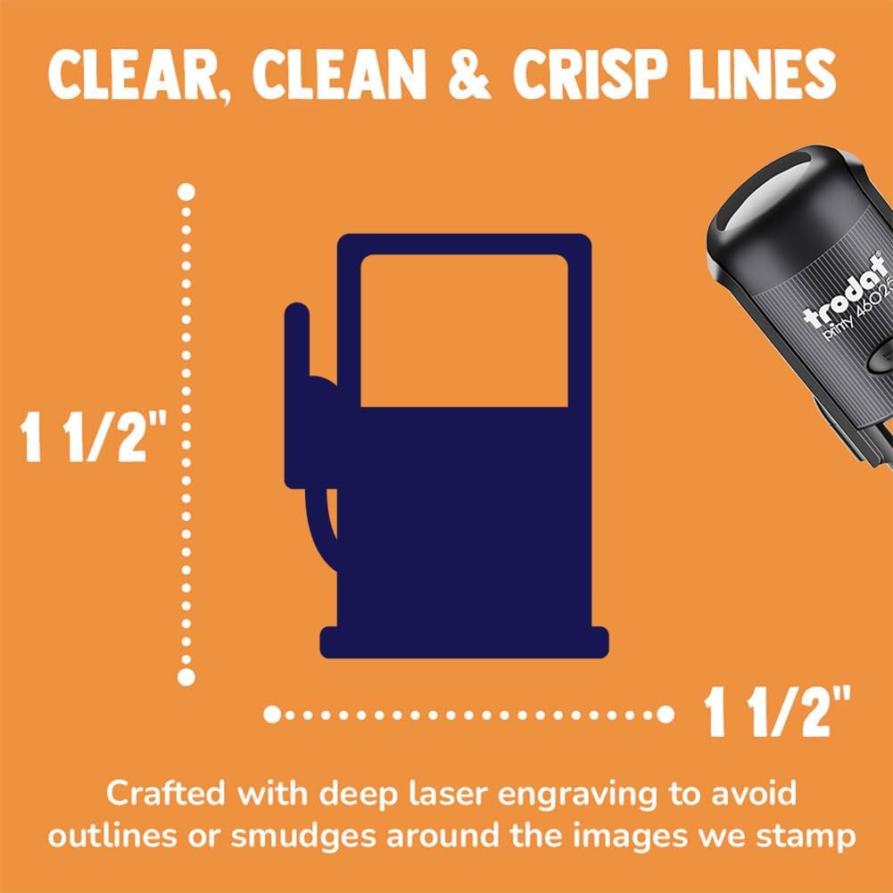 Gas Station Pump Self-Inking Rubber Stamp Ink Stamper for Stamping Crafting Planners - 1-1/2 Inch Large - Blue Ink