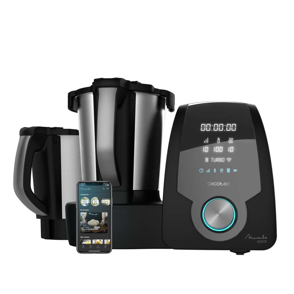 Cecotec Wielofunkcyjny robot kuchenny Mambo 10070, 1700 W, aplikacja, łyżka MamboMix, 30 funkcji, wbudowana waga, dzbanek ze stali nierdzewnej 3,3 l, nadaje się do mycia w zmywarce
