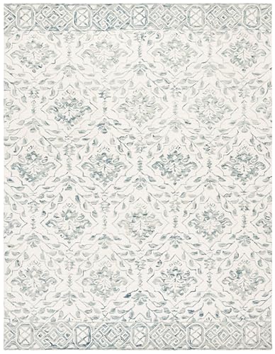 Tapete decorativo azul e ivory de lana 9x12 pies miniatura 2