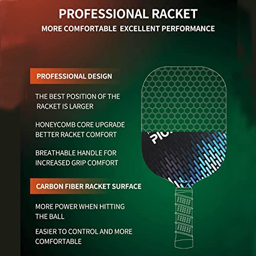 Pagaie de pickleball en graphite de haute qualite avec finition carbone - 4