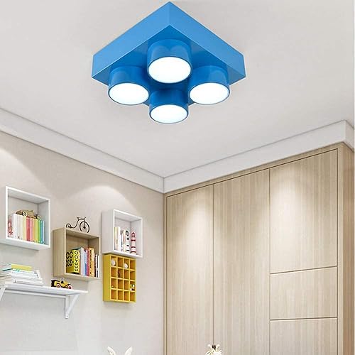 Miniatura 5 de Lámpara de techo moderna para niños para habitación de niños, accesorio de iluminación de techo de montaje empotrado, colorido bloque de acrílico