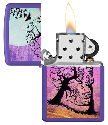 Image of Zippo Skull Tree Windproof Lighter - Gothic Forest Design, Color Image, Matte Finish, Refillable