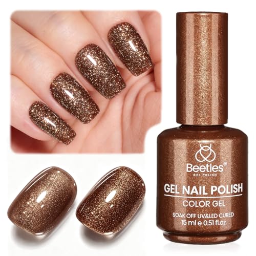 Image of Beetles Brown Glitter Gel Nail Polish, 15ml Espresso Gild Fall Gel Polish