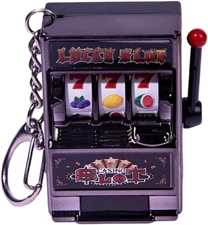 Miniature Fruit Slot Machines Keychain Prize Toy Keyring Pendant Jewelry Easy Carry Entertainment Gadget
