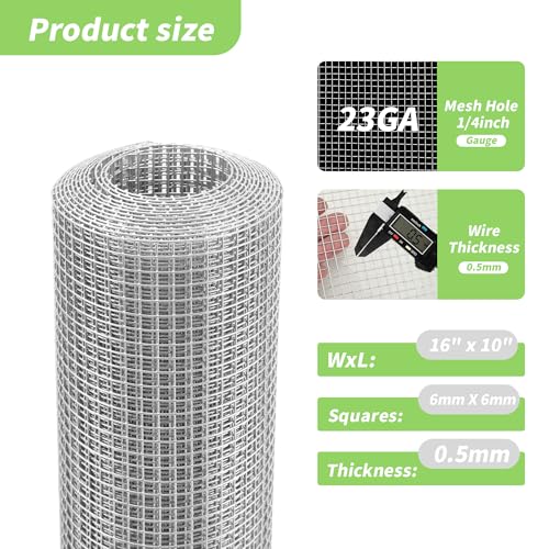 1/4 in Galvanized Wire Mesh Roll for Chicken, Rabbit, and Snake Fences (23GA/0.5mm)