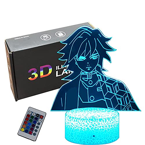 Lámpara Led 3D Tomioka Giyuu, luz nocturna de Anime con control remoto, ajuste de 16 colores, adecuada para la decoración de la habitación, regalos para niños Lámpara Led 3D Tomioka Giyuu, luz nocturna de Anime con control remoto, ajuste de 16 colores, adecuada para la decoración de la habitación, regalos para niños