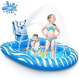 Beewarm Inflatable Splash Pad Sprinkler Pool Toys for Kids and Toddlers - Lifetime Replacement - Outdoor Kiddie Summer Water Mat Splash Pad Gifts for 3 4 5 6 7 8 Year Old Boys and Girls (Large)