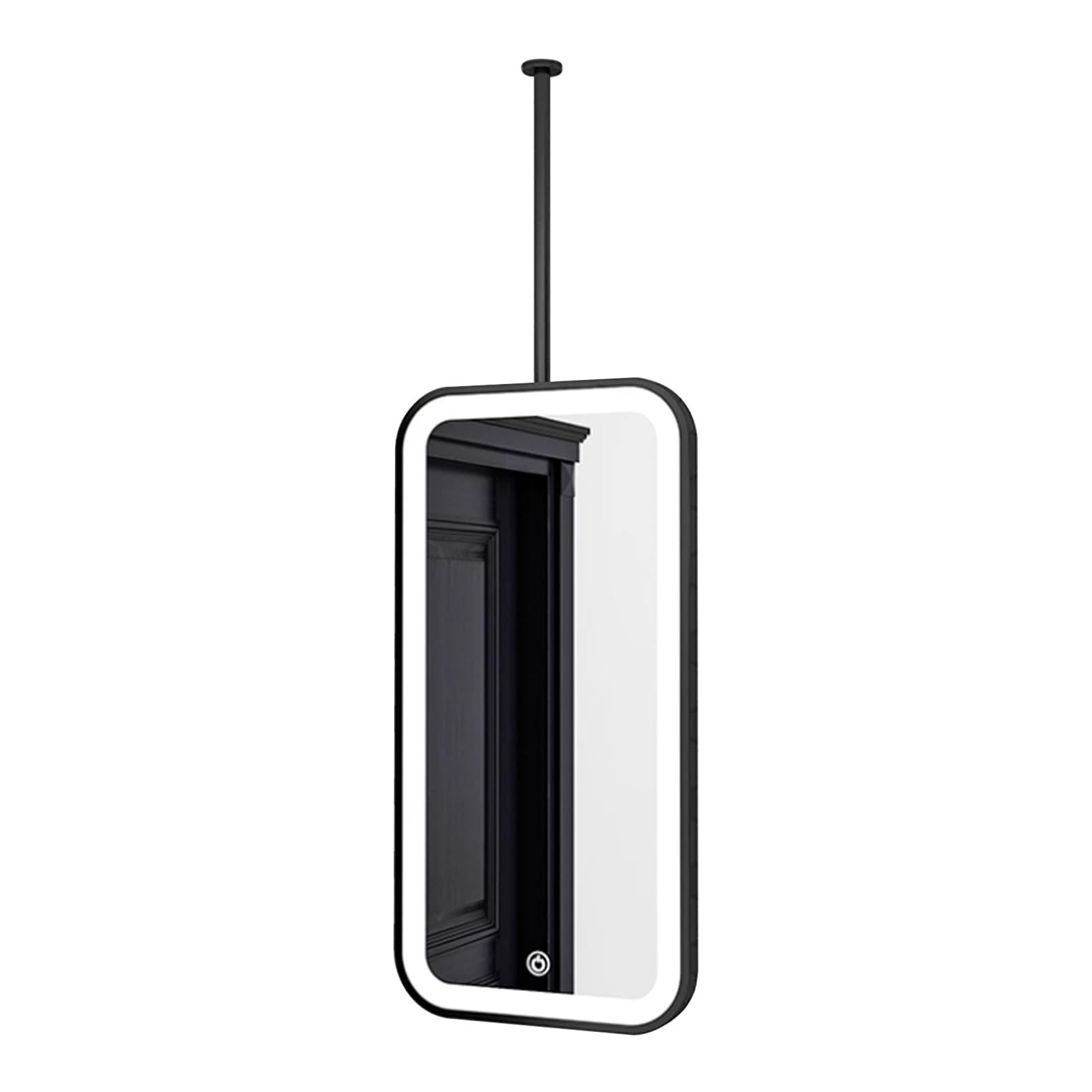FGXHHS Ceiling Mounted Mirrors with LED Lights，Black Rectangular Wall Metal Framed，Floating Vanity for Restroom，Entrance，Shop，Hotel(40cmx70cm)