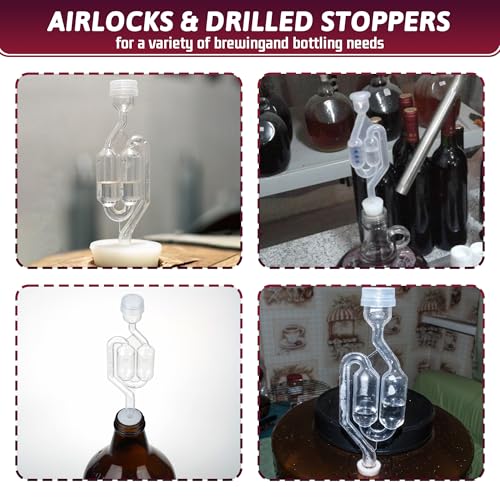 LURKA Auto Siphon for Wine Making, 14\" Mini Siphon Pump with 6 Ft Tubing, Bottling Wand, Clamp, Airlock & Drilled Stopper – Complete Siphoning Kit for Mead, Beer, Kombucha, Home Brewing & Fermentation