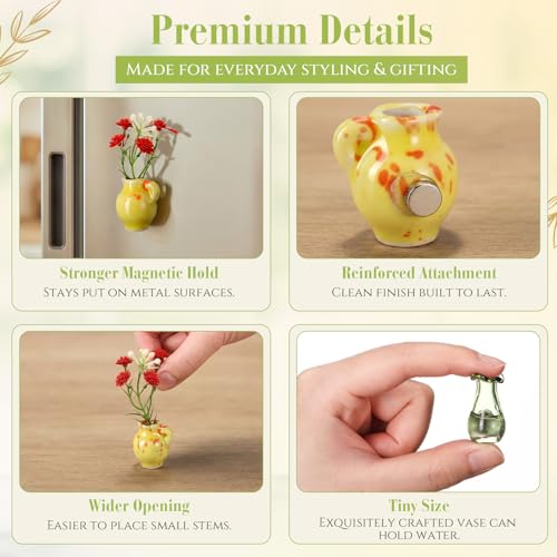 Konohan Set 15 Imanes Mini Florero Cerámico Decorativo miniatura 3