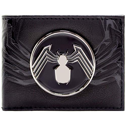 Preisvergleich Produktbild Venom Silberne Spinne Abzeichen Schwarz Portemonnaie Geldbörse