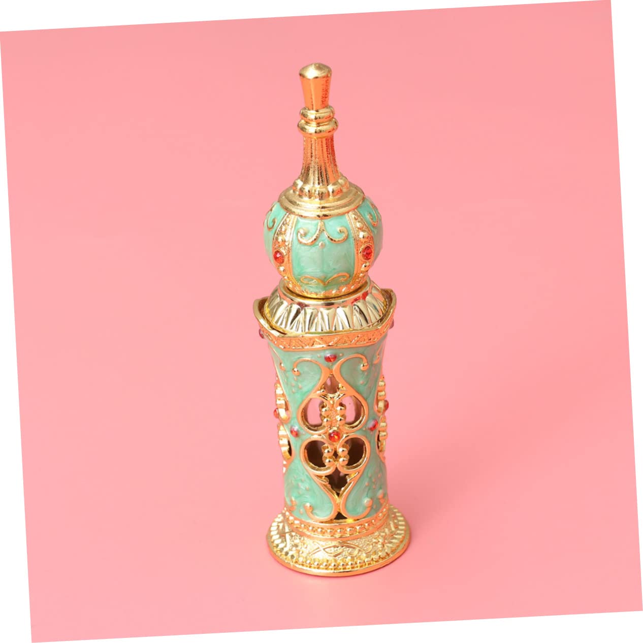 Amosfun 3stücke Vintage Parfümflasche Im Mittleren Stil Leere Retro Glasflasche Mit Blumenranke Für Hochzeitsdekoration Gold Und Grün