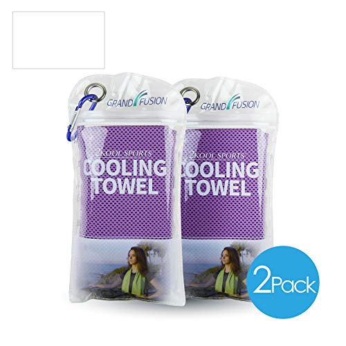 2Kool Sports Cooling Towel 2 Pack Pouch with Carabiner – Purple Instant Chilly
