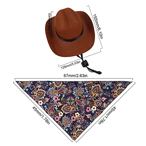 WideSmart Cowboyhut für Hunde und Katzen,Hut für Hund Cat, mit Bandana-Schal, Mini-Haustierkostüm für Halloween,Geeignet für Welpen und Kätzchen, Haustierparty-Urlaub und Tägliche Dekoration