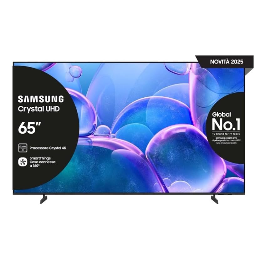 Samsung Smart TV 65'' UE65U7000FUXZT Crystal UHD 4K, Crystal 4K Processor, HDR, Smart Experience, OTS Lite & Adaptive Sound, Metal Stream Design, 2025