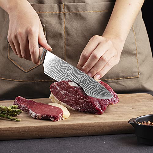 Chef Knife, Professional 8 Inch Kitchen Knife, High Carbon German Steel Ultra Sharp Knife with Ergonomic Handle, Japanese Chef's Knife Suit for Cooking & Cutting