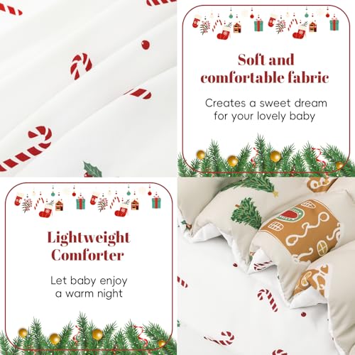 Image of PHF 4 Piece Toddler Bedding Set, Ultra Soft Toddler Comforter Sets Include Comforter, Fitted Sheet, Flat Top Sheet and Pillowcase in A Bag for Baby Bedroom, Christmas Holiday