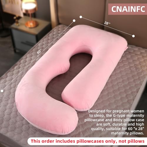 Image of Pregnant Woman Pillowcase, 57 inchx 28 inch Pregnant Woman Replacement Pillowcase, Velvet Replacement Pillowcase, Double Zipper Cotton Fabric, Super Soft (Pink-Only Pillowcases)