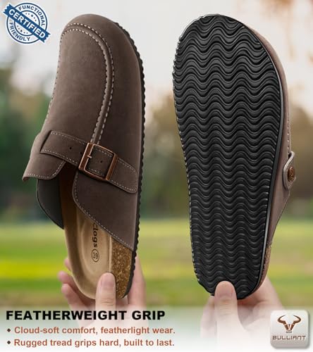Image of BULLIANT Women Mule Clogs-Cushioned Cork Footbed-Arch Support-Fleece Lined