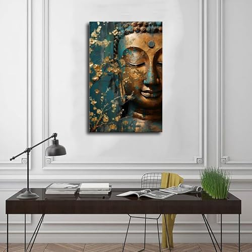 Bouddha sur toile grand format pour apaiser l'ambiance du salon
