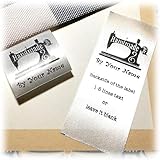 100 pcs Sewing Machine Design Handmade Business Custom Text Logo Personalized Sewing Hanging Satin Ribbon Clothing Labels Folding Name tag Washable wash Care Handmade Label D