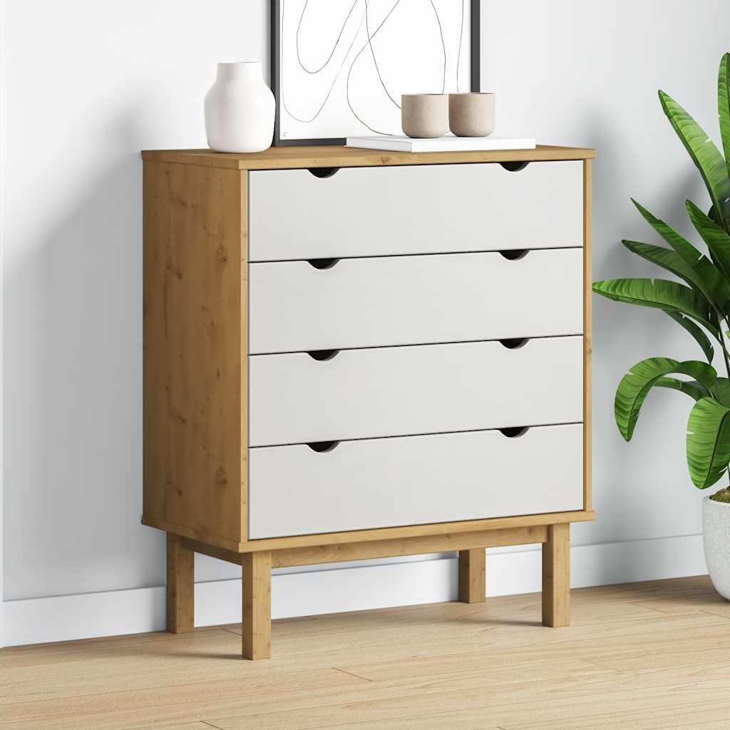 Cómoda de pino OTTA mueble organizador de 4 cajones para un salón ordenado y acogedor