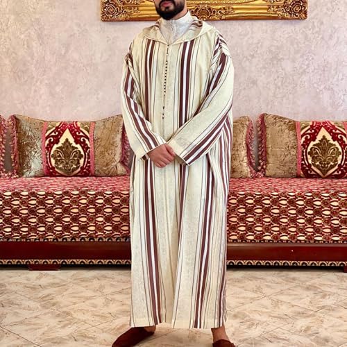 Caftan ample en coton avec capuche vêtement respirant ramadan - 2
