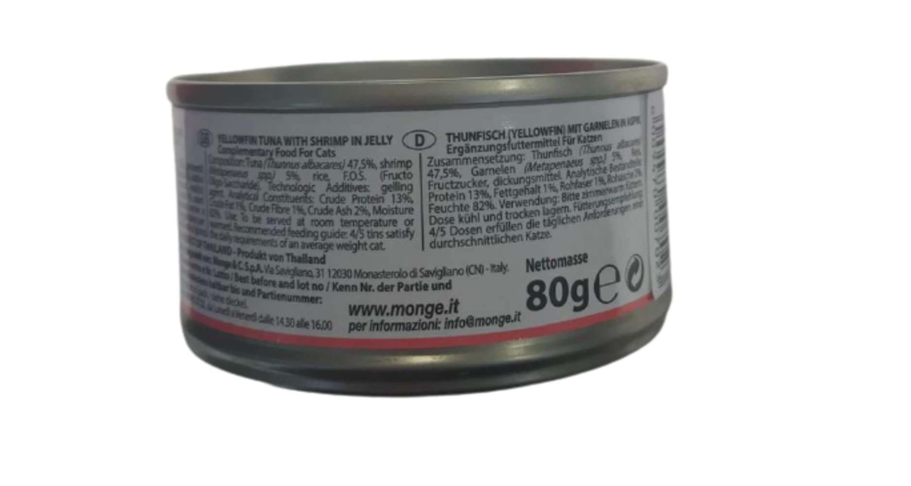 Monge Jelly natural superpremium quality Kawałki tuńczyka z krewetkami dla kotów, gotowanie na parze. Opakowanie 24 pudełka (80 gr. jeden). Bez barwników i konserwantów