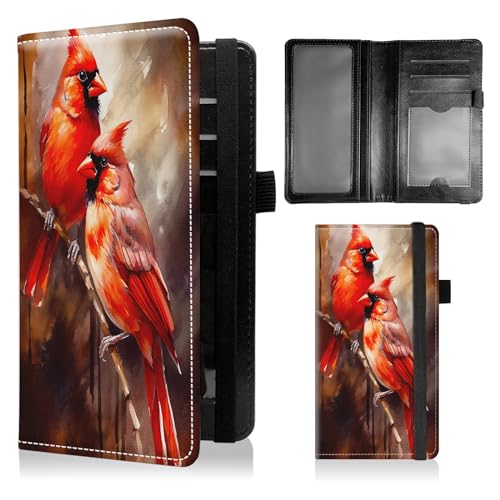 NLZQTTBD Checkbook Cover for Personal Checkbook for Men & Women Check Book Cover Wallet Cute Pu Leather with Pen Holder Card Slots Elastic Strap with Duplicate Checks Red Bird