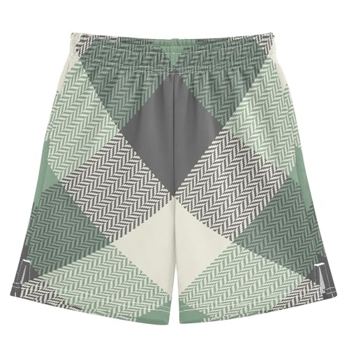 Athletic Shorts for Boys with Pockets Light Weight Kids Gym Short Pants Basketball Shorts for Boy Green Leaves Black Vintage